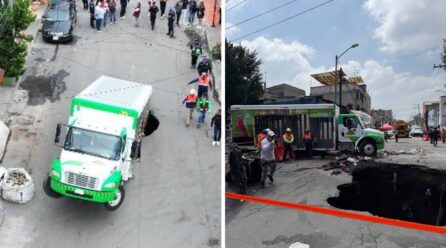 ¿Dónde se formó el socavón en el que cayó el camión refresquero? Conoce su punto exacto