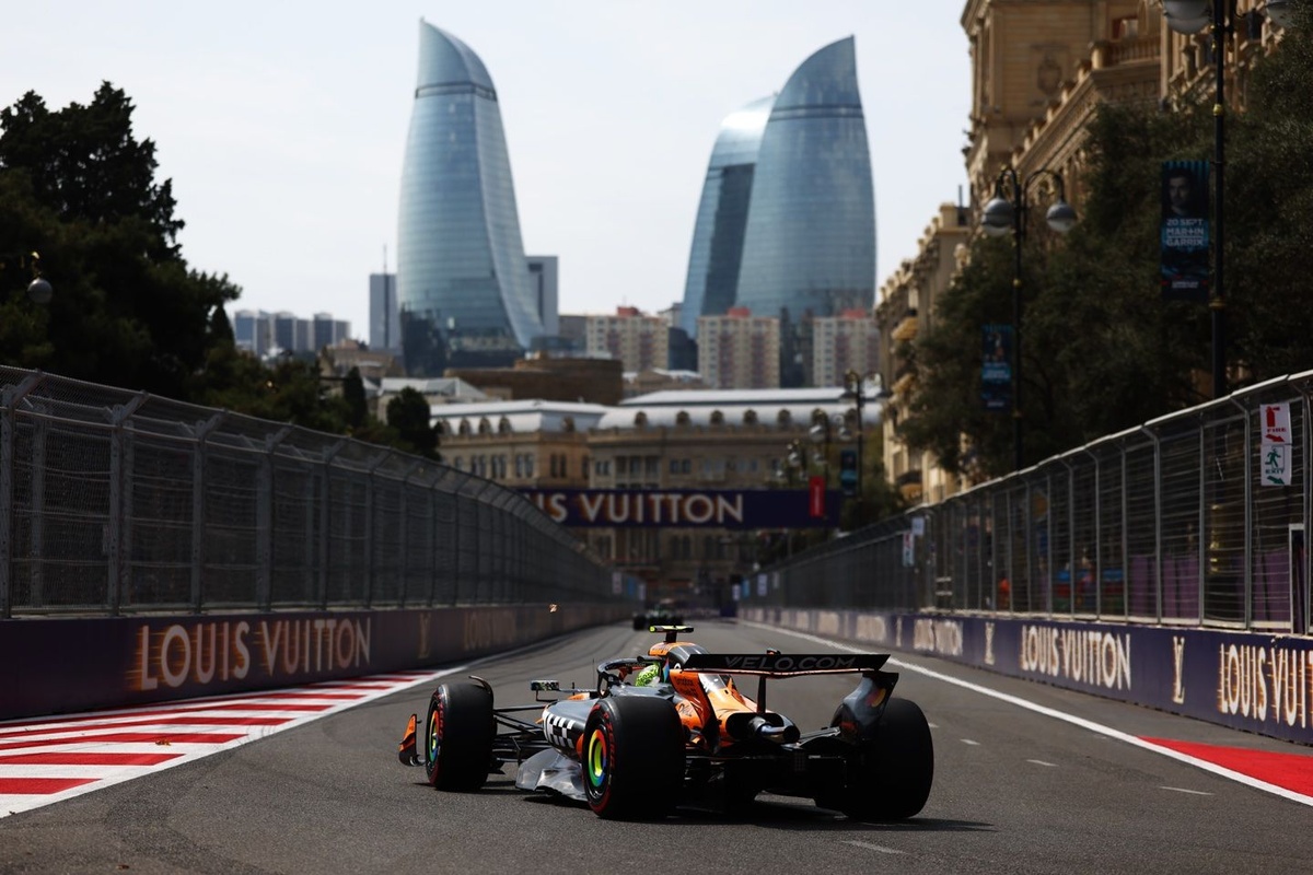 Norris lidera una FP1 interrumpida en Bakú y Colapinto es 19°