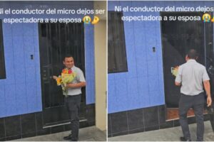 ¡Viva el amor! Chofer detiene su ruta para llevar flores a su pareja y se viraliza
